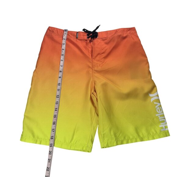 Hurley Boy's Gradient Orange/Yellow Swim Board Shorts Size 18/28 Back Pocket NEW - Picture 4 of 9